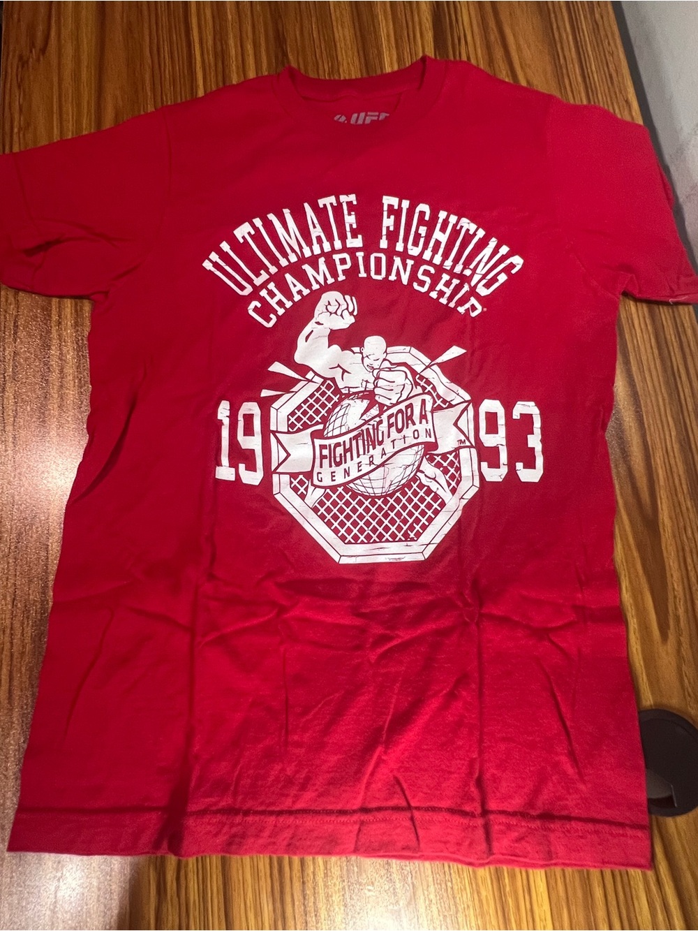 UFC Red Short Sleeve Tee with White Championship Graphic